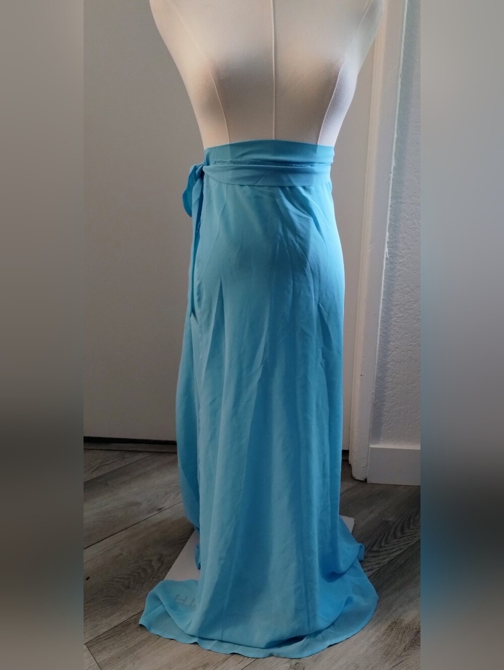 Light Blue Wrap Maxi Bathing Suit Cover Up